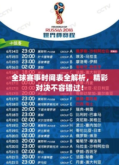 全球賽事時間表全解析，精彩對決不容錯過！